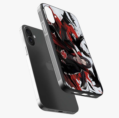 Crimson Crow Illusion Glass Case laid diagonally highlighting side profile, edges and glossy glass shine.