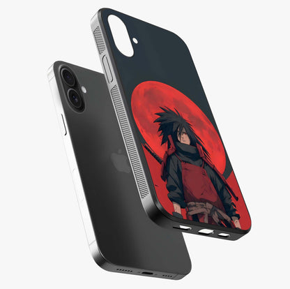 Crimson Moon Warlord Glass Case laid diagonally highlighting side profile, edges and glossy glass shine.