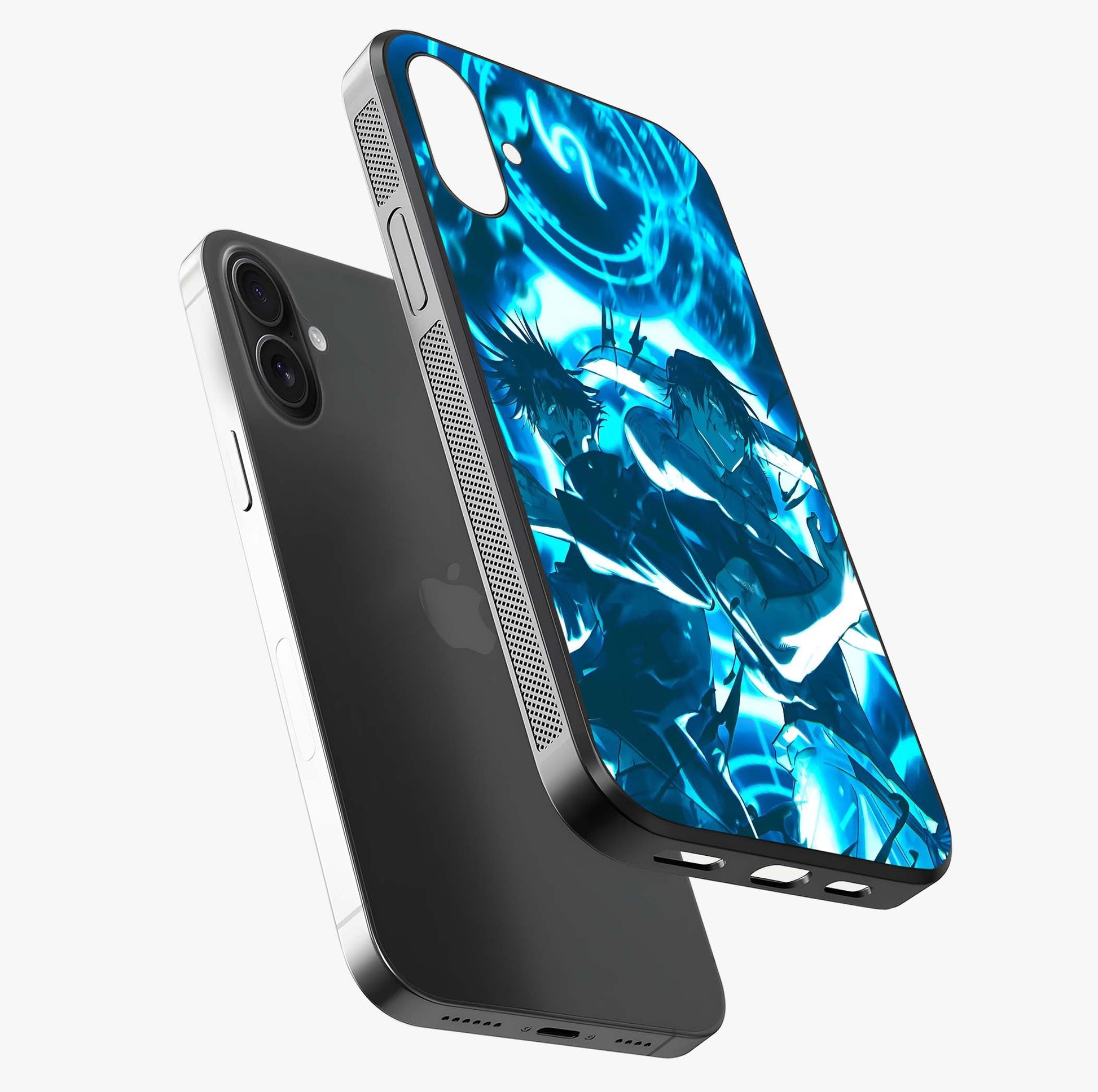 Cursed Energy Clash Glass Case laid diagonally highlighting side profile, edges and glossy glass shine.
