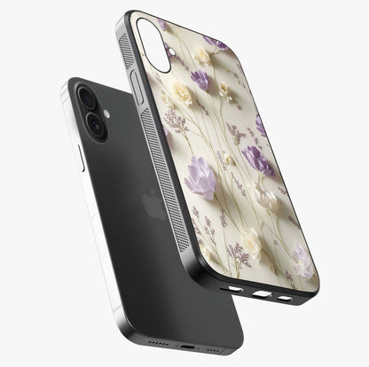 Lilac Breeze Harmony Glass Case laid diagonally highlighting side profile, edges and glossy glass shine.