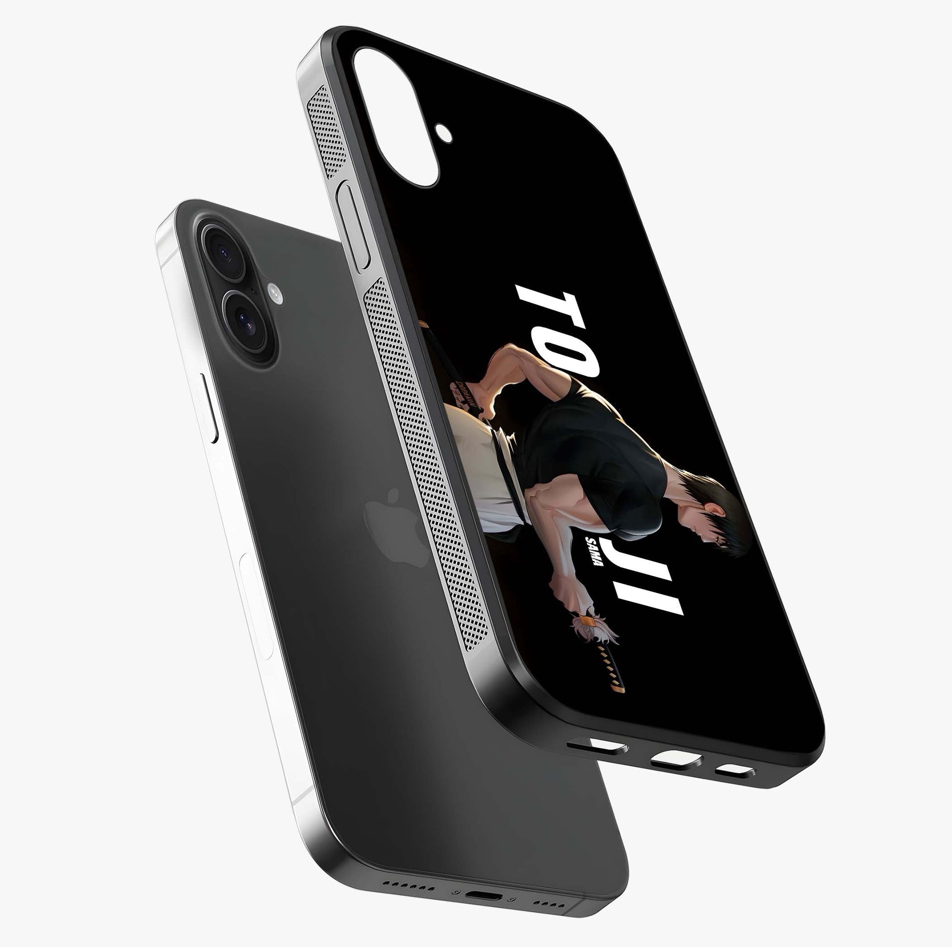 Midnight Blade Resolve Glass Case laid diagonally highlighting side profile, edges and glossy glass shine.