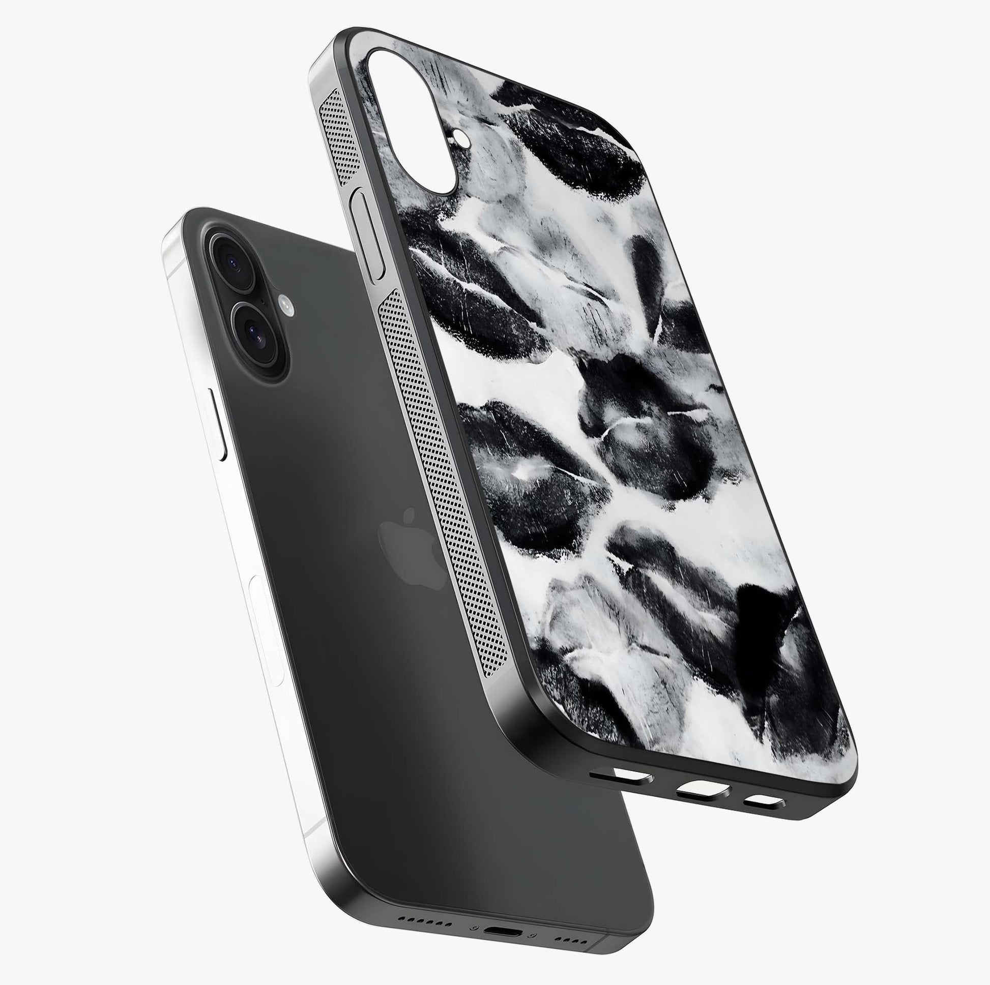 Midnight Kiss Marks Glass Case laid diagonally highlighting side profile, edges and glossy glass shine.