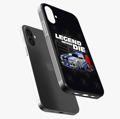 Midnight Racing Legacy Glass Case laid diagonally highlighting side profile, edges and glossy glass shine.