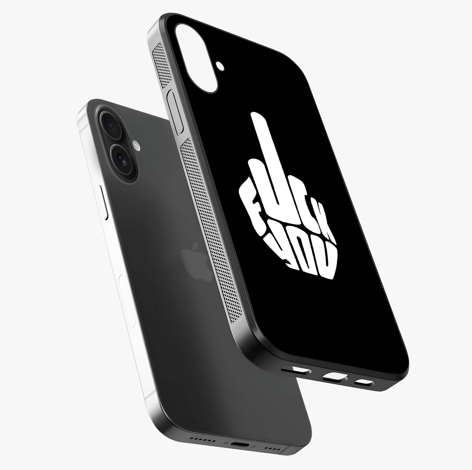 Rebel Mode On Glass Case laid diagonally highlighting side profile, edges and glossy glass shine.