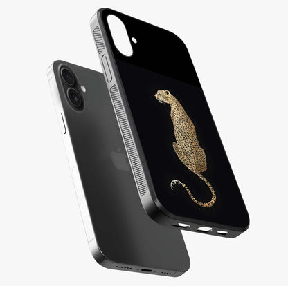 Regal Leopard Glass Case laid diagonally highlighting side profile, edges and glossy glass shine.
