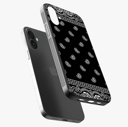 Retro Rebel Threads Glass Case laid diagonally highlighting side profile, edges and glossy glass shine.