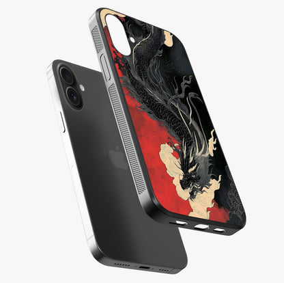 Shadow Dragon Fury Glass Case laid diagonally highlighting side profile, edges and glossy glass shine.