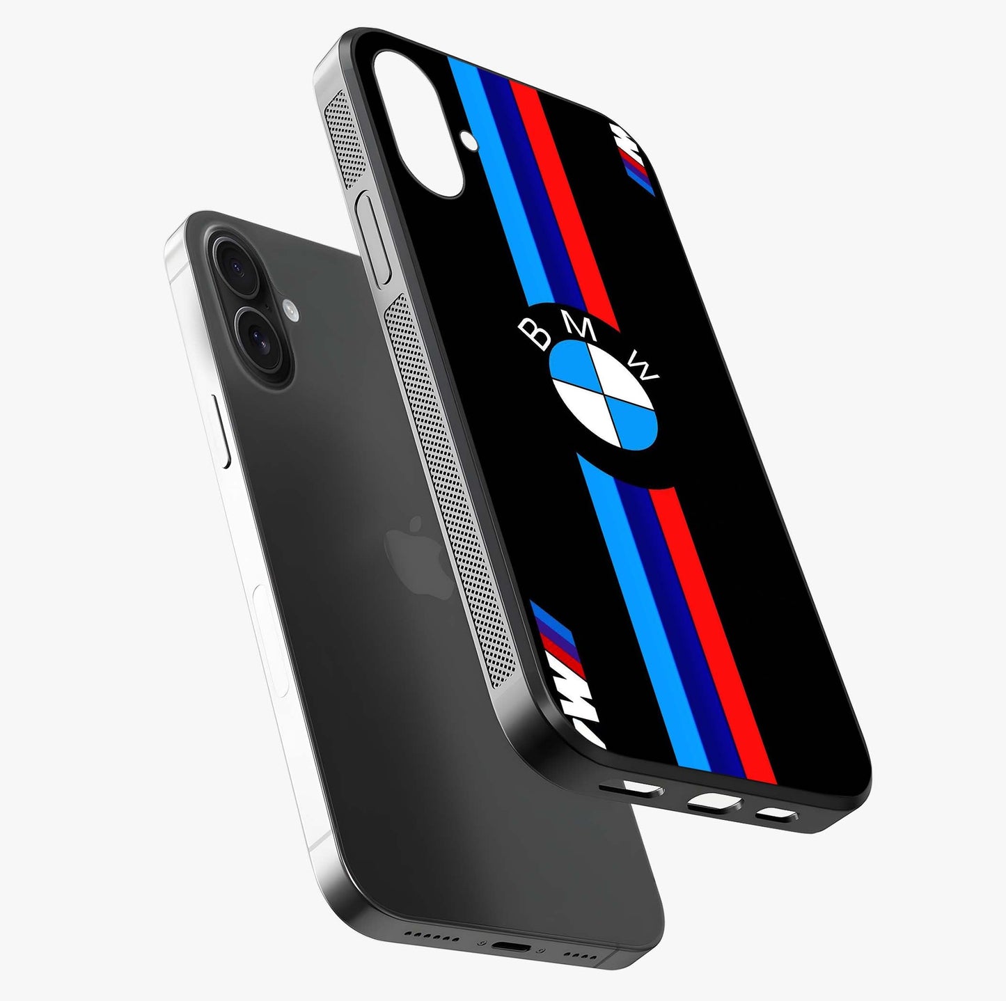 Turbo Bmw Beast Glass Case laid diagonally highlighting side profile, edges and glossy glass shine.