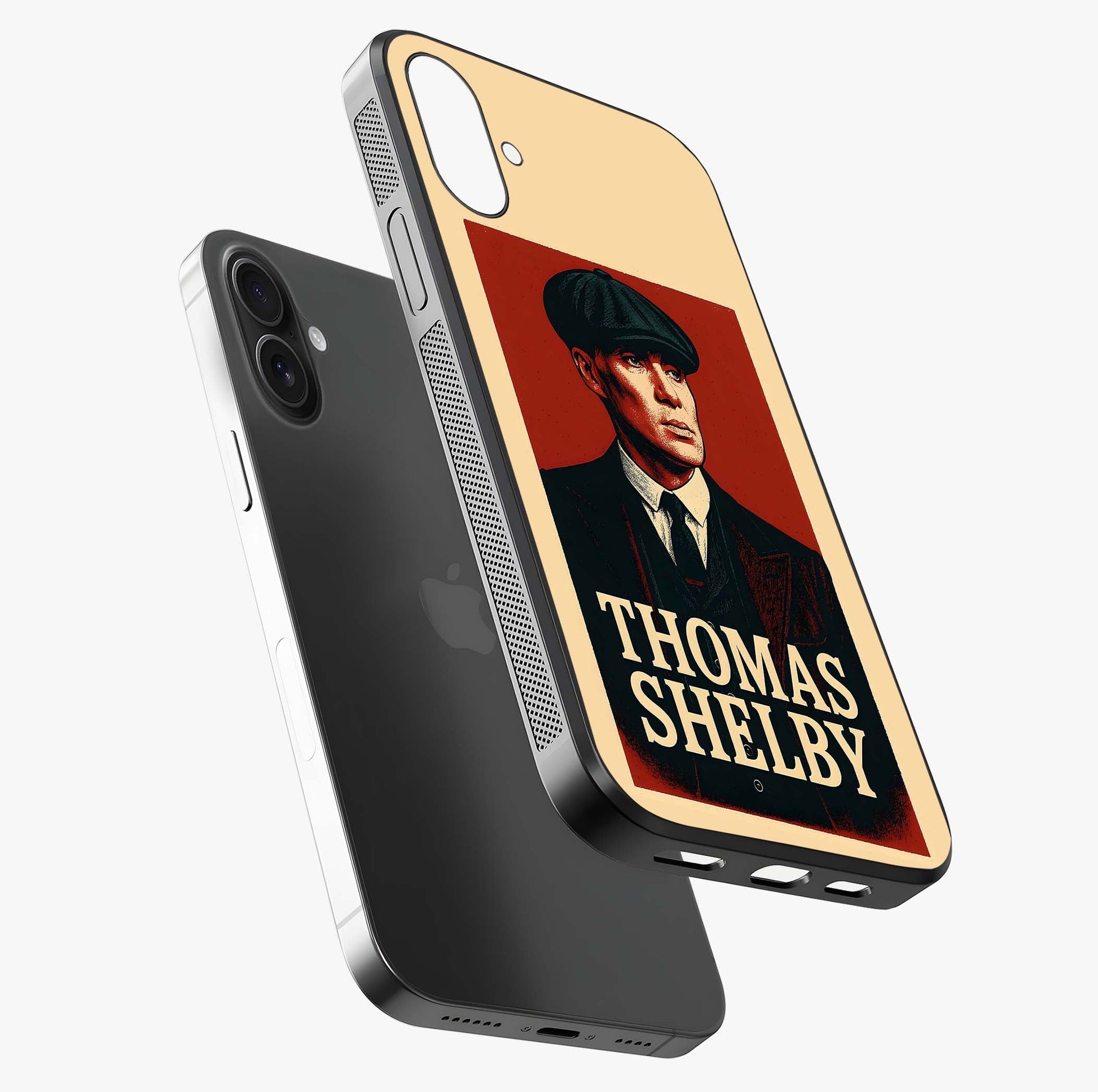 Vintage Mafia Authority Glass Case laid diagonally highlighting side profile, edges and glossy glass shine.