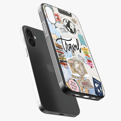 Wanderlust Journal Glass Case laid diagonally highlighting side profile, edges and glossy glass shine.
