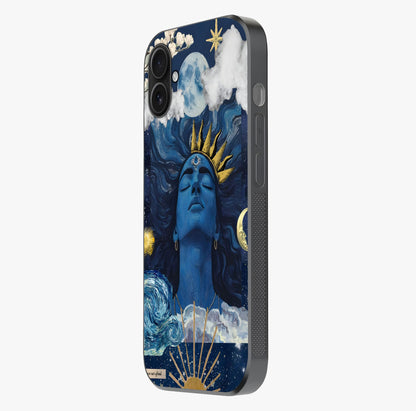 Aesthetic Lord Shiva Glass Case photographed in natural light showing reflective finish and design depth.