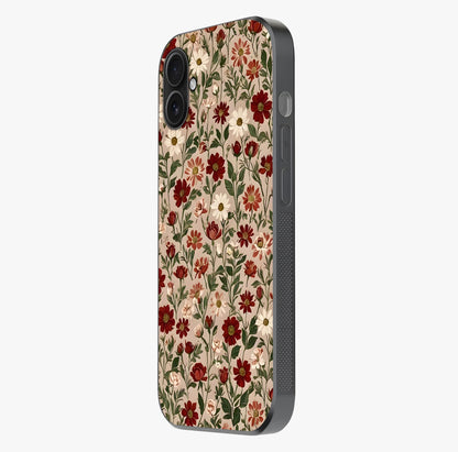 Biege Flower With Leaf Glass Case photographed in natural light showing reflective finish and design depth.