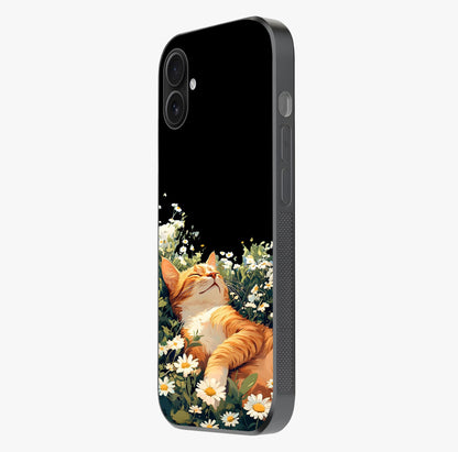 Blissful Bloom Cat Glass Case photographed in natural light showing reflective finish and design depth.