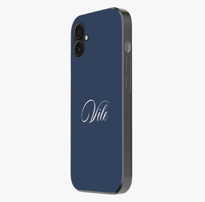 Blue Background Personalized Custom Name Glass Case photographed in natural light showing reflective finish and design depth.