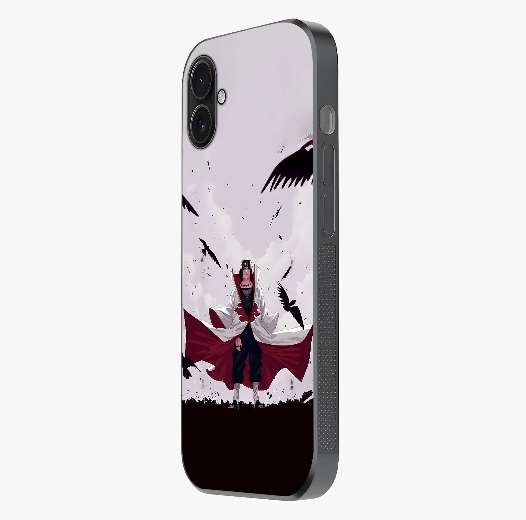 Crimson Crow Ascension Glass Case photographed in natural light showing reflective finish and design depth.