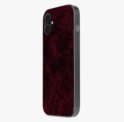 Crimson Fade Flow Glass Case photographed in natural light showing reflective finish and design depth.