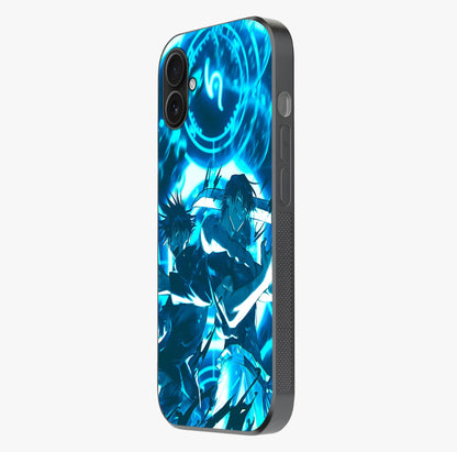 Cursed Energy Clash Glass Case photographed in natural light showing reflective finish and design depth.