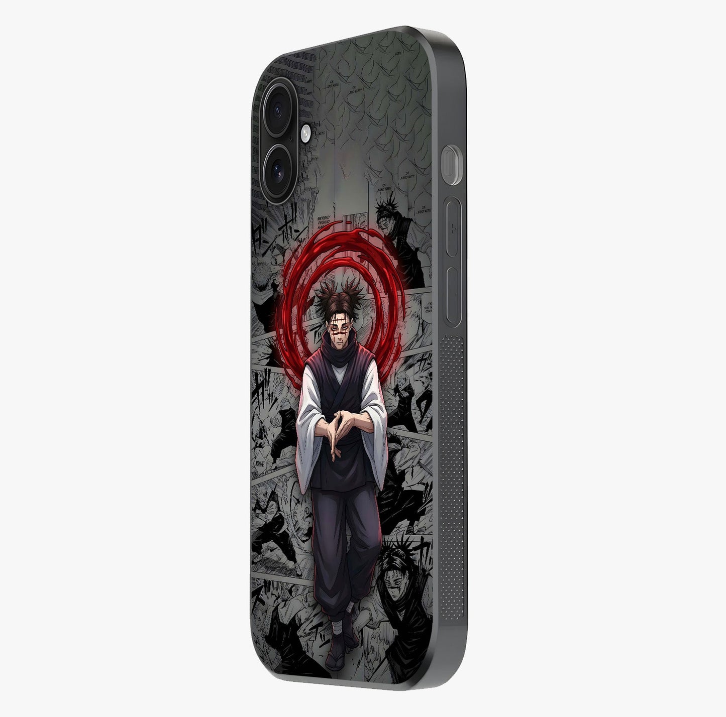 Cursed Ritual Ascension Glass Case photographed in natural light showing reflective finish and design depth.
