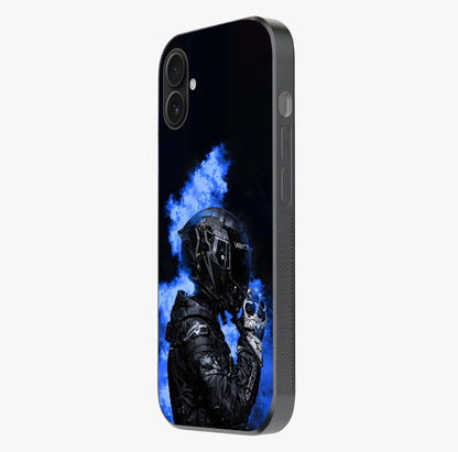 Cyber Sentinel Protocol Glass Case photographed in natural light showing reflective finish and design depth.