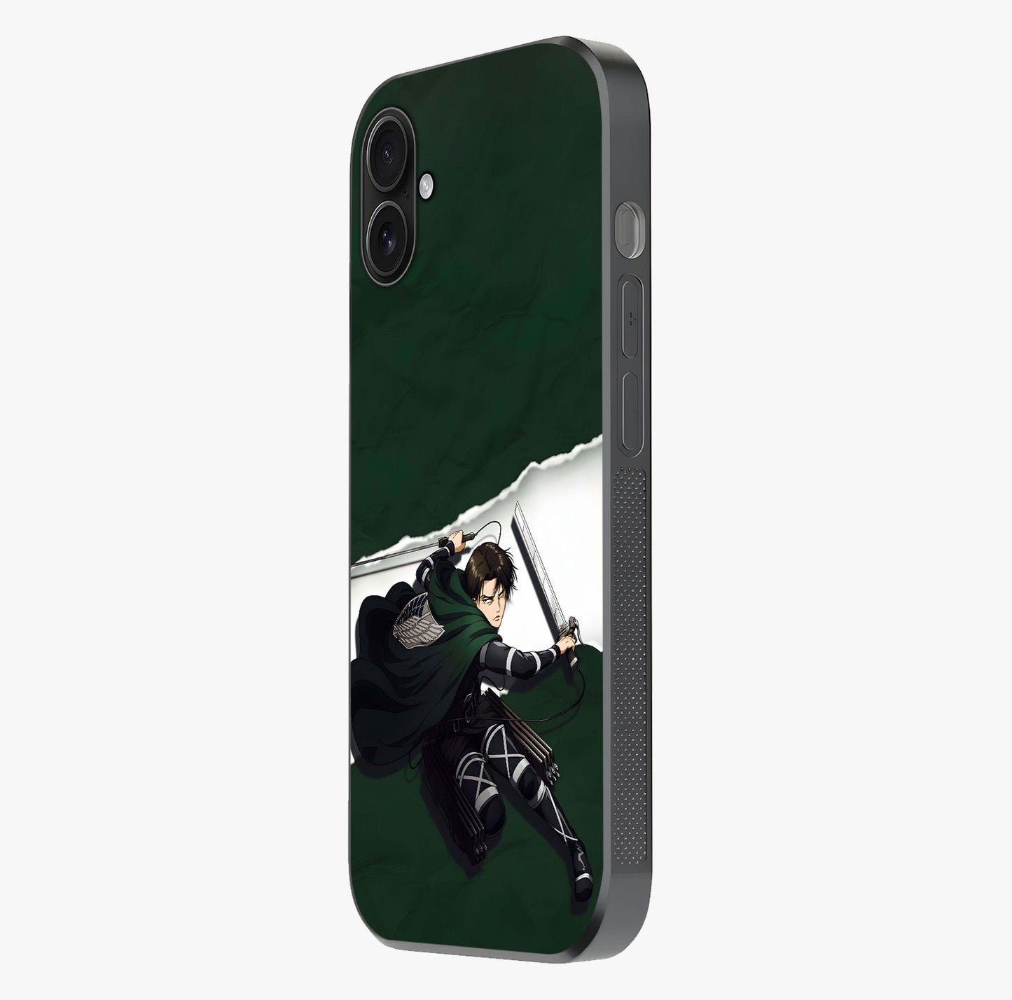 Emerald War Vanguard Glass Case photographed in natural light showing reflective finish and design depth.