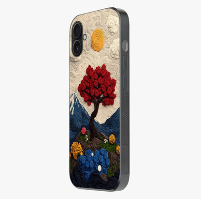 Eternal Nature Tapestry Glass Case photographed in natural light showing reflective finish and design depth.
