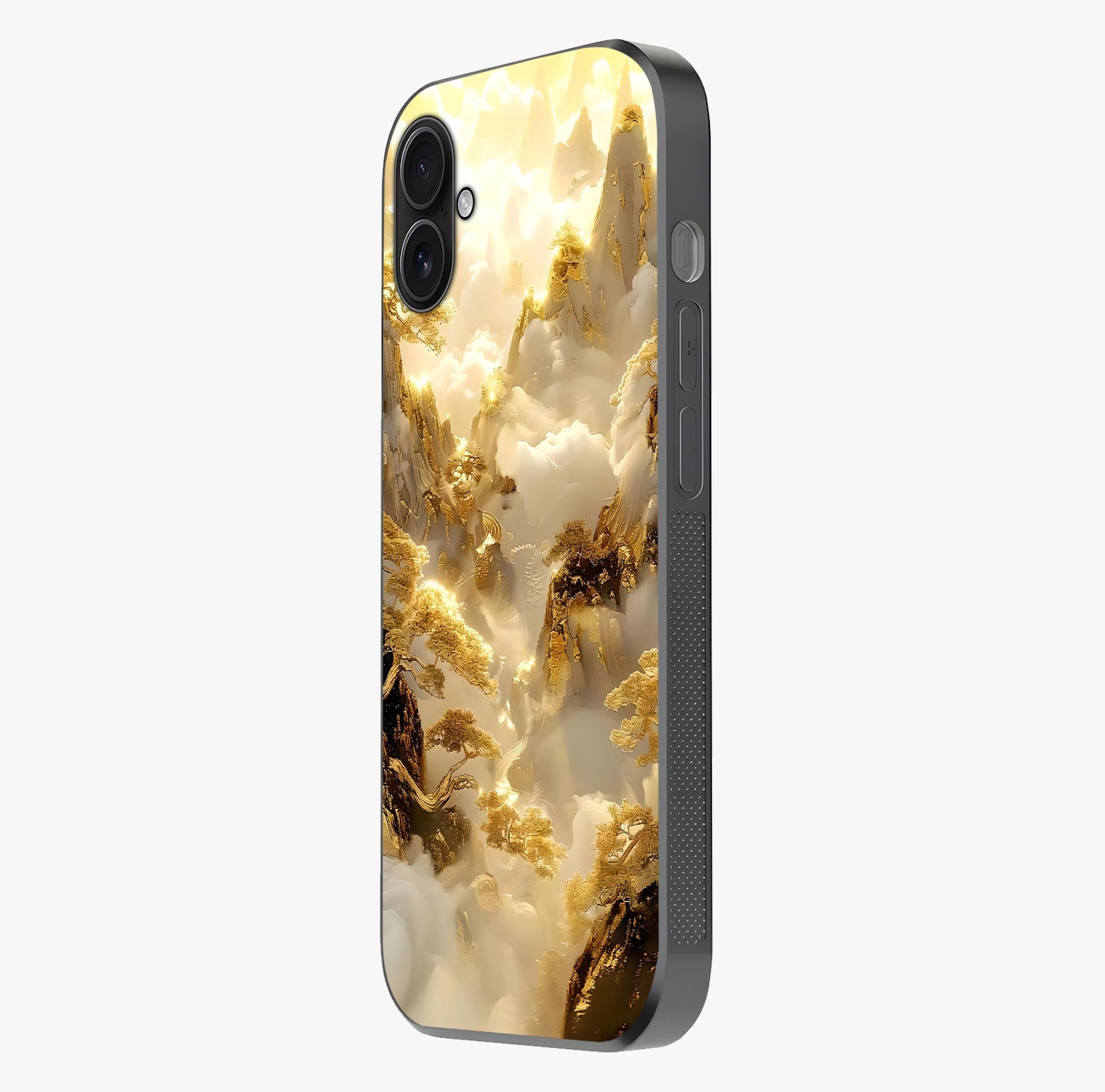 Gates Of Illumination Glass Case photographed in natural light showing reflective finish and design depth.