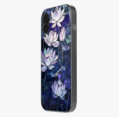 Gloss Petal Rush Glass Case photographed in natural light showing reflective finish and design depth.