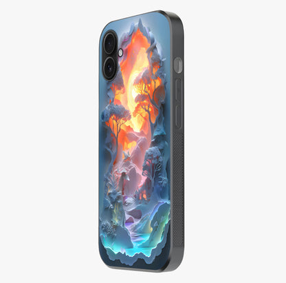 Glow Forest Portal Glass Case photographed in natural light showing reflective finish and design depth.
