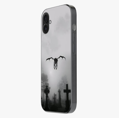 Graveyard Shadow Descent Glass Case photographed in natural light showing reflective finish and design depth.
