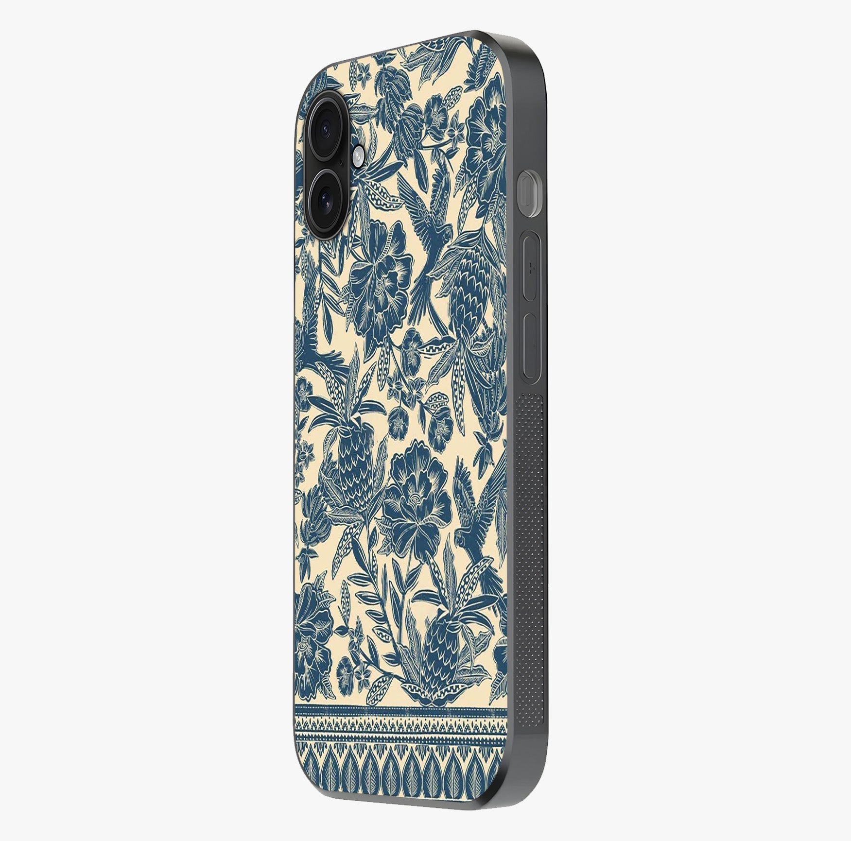 Heirloom Wild Bloom Glass Case photographed in natural light showing reflective finish and design depth.