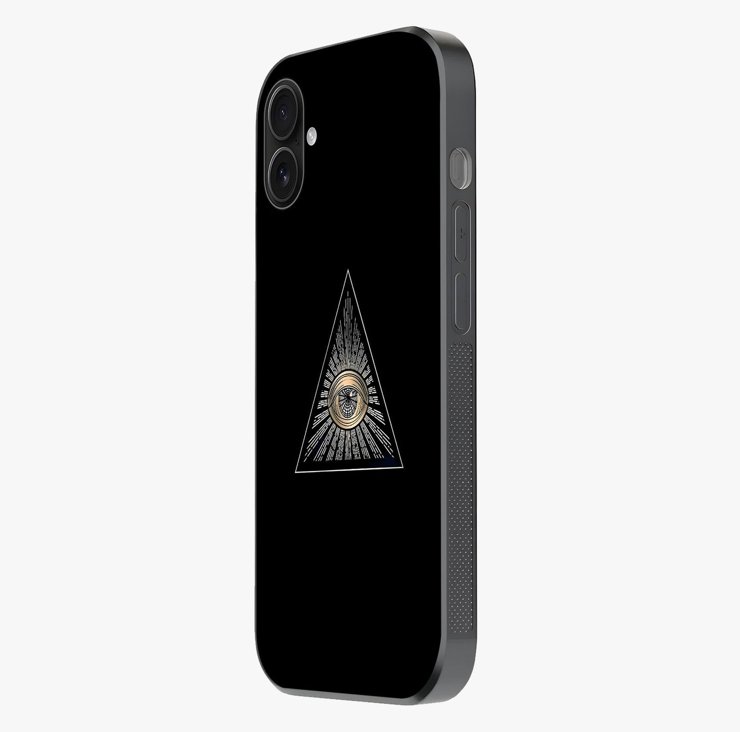 Illuminati Evil Glass Case photographed in natural light showing reflective finish and design depth.