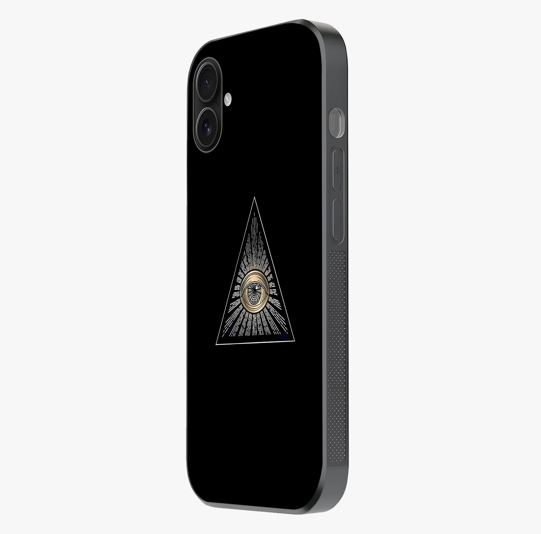 Illuminati Evil Glass Case photographed in natural light showing reflective finish and design depth.