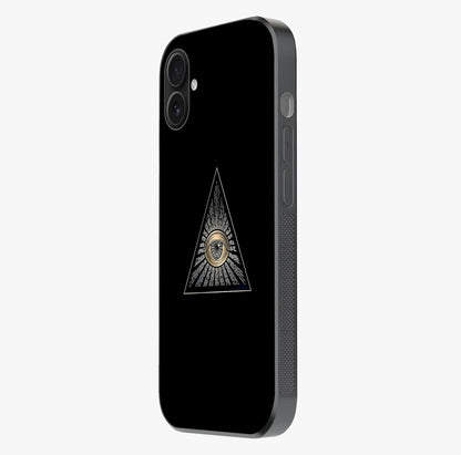 Illuminati Evil Glass Case photographed in natural light showing reflective finish and design depth.