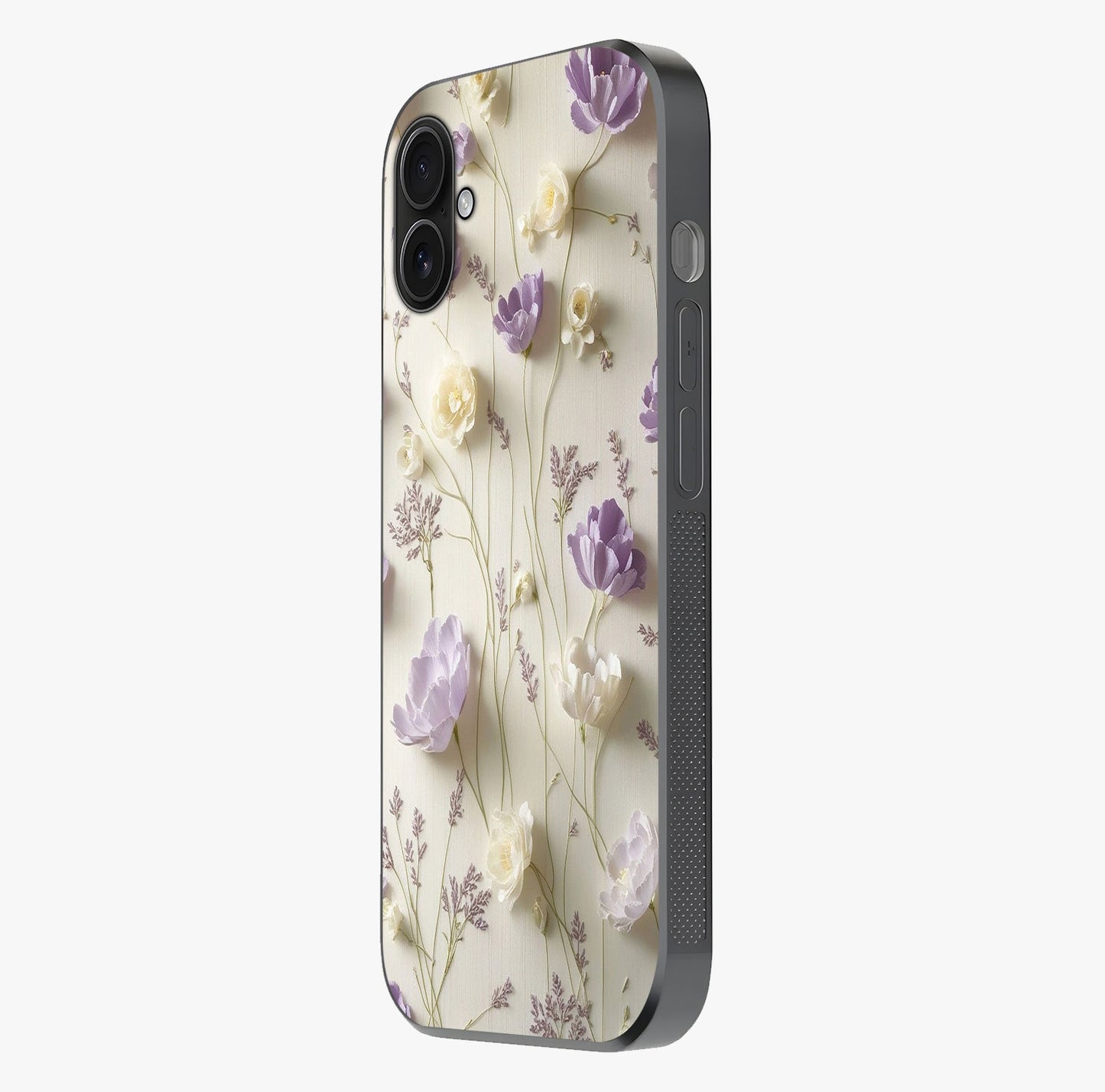 Lilac Breeze Harmony Glass Case photographed in natural light showing reflective finish and design depth.
