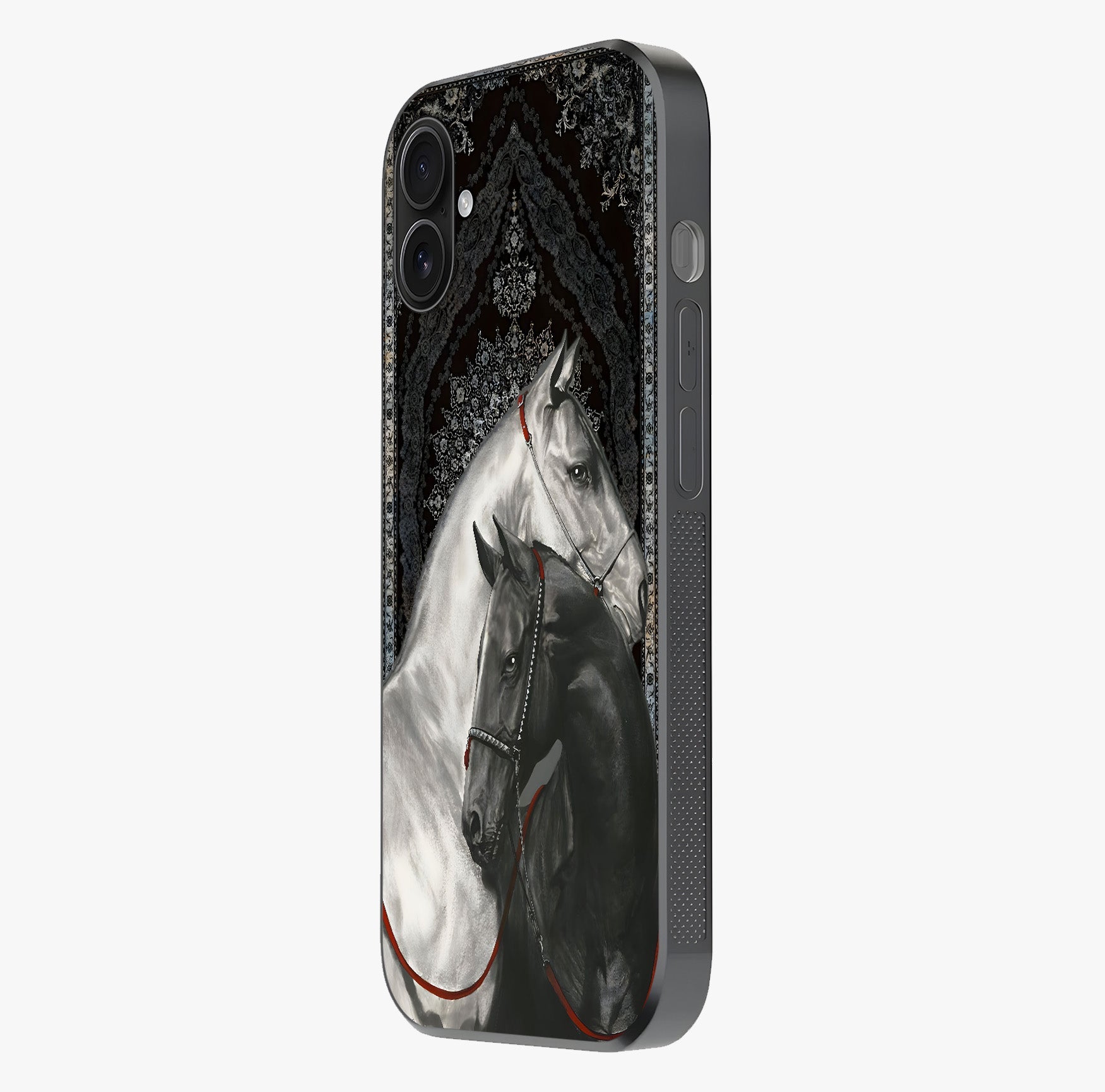 Majestic Ride Legacy Glass Case photographed in natural light showing reflective finish and design depth.