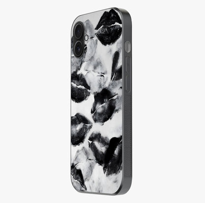Midnight Kiss Marks Glass Case photographed in natural light showing reflective finish and design depth.