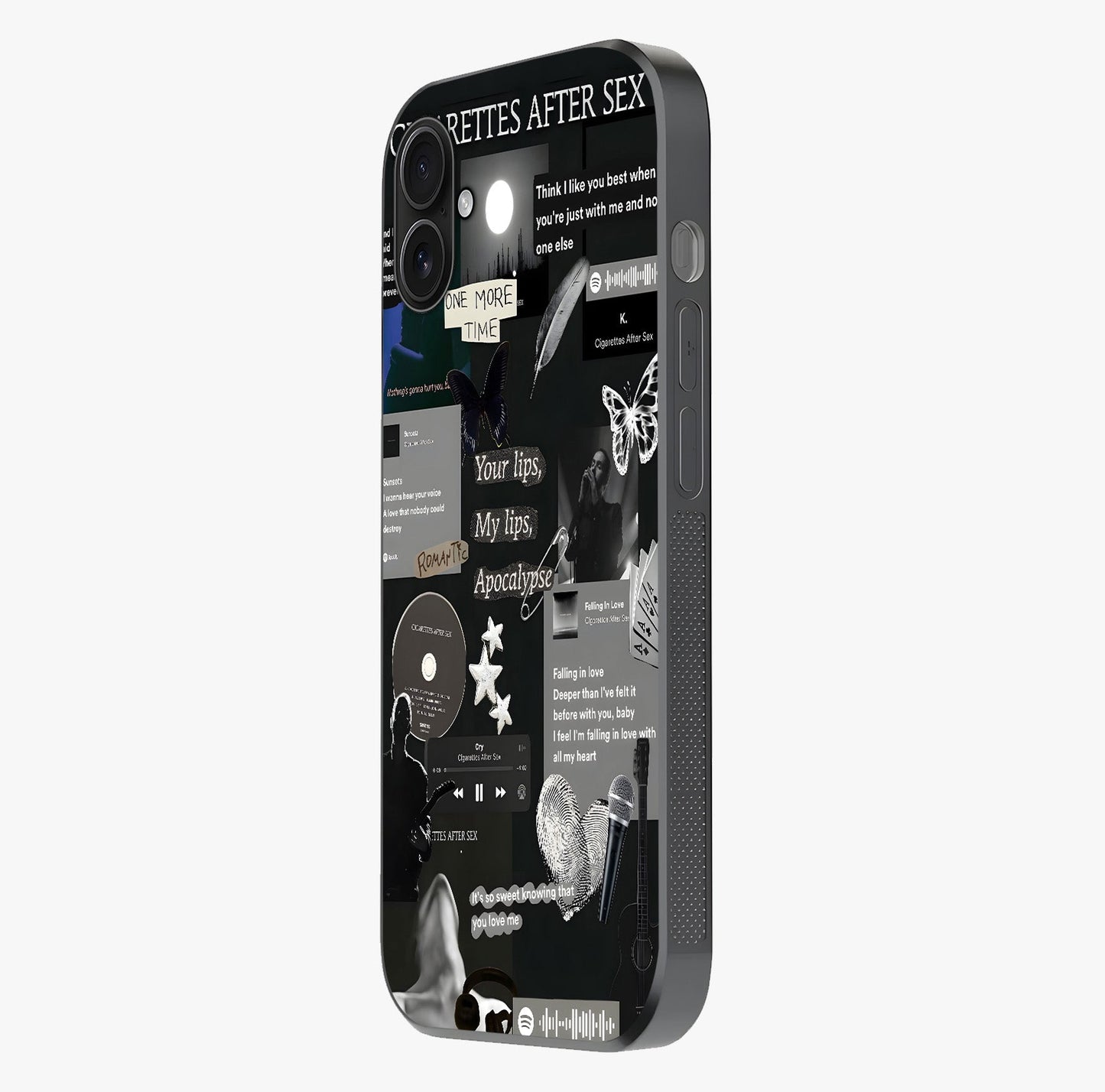 Midnight Love Echo Glass Case photographed in natural light showing reflective finish and design depth.