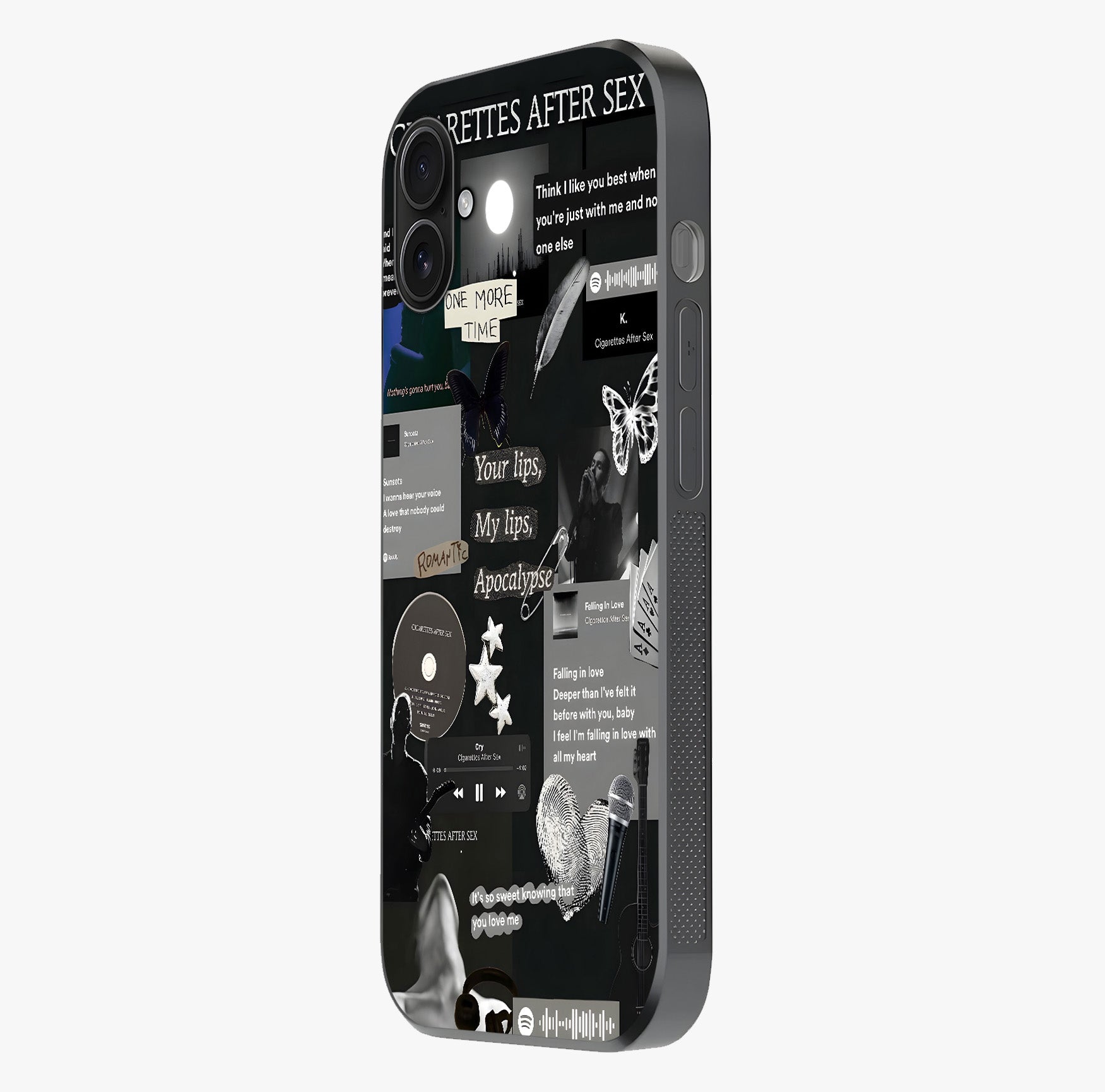 Midnight Love Echo Glass Case photographed in natural light showing reflective finish and design depth.
