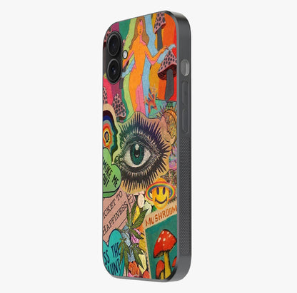 Mystic Eye Wonderland Glass Case photographed in natural light showing reflective finish and design depth.