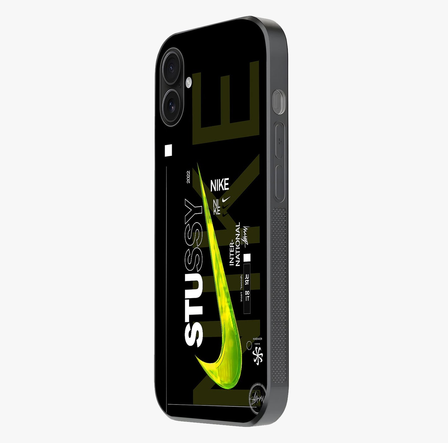 Neon Street Edition Glass Case photographed in natural light showing reflective finish and design depth.