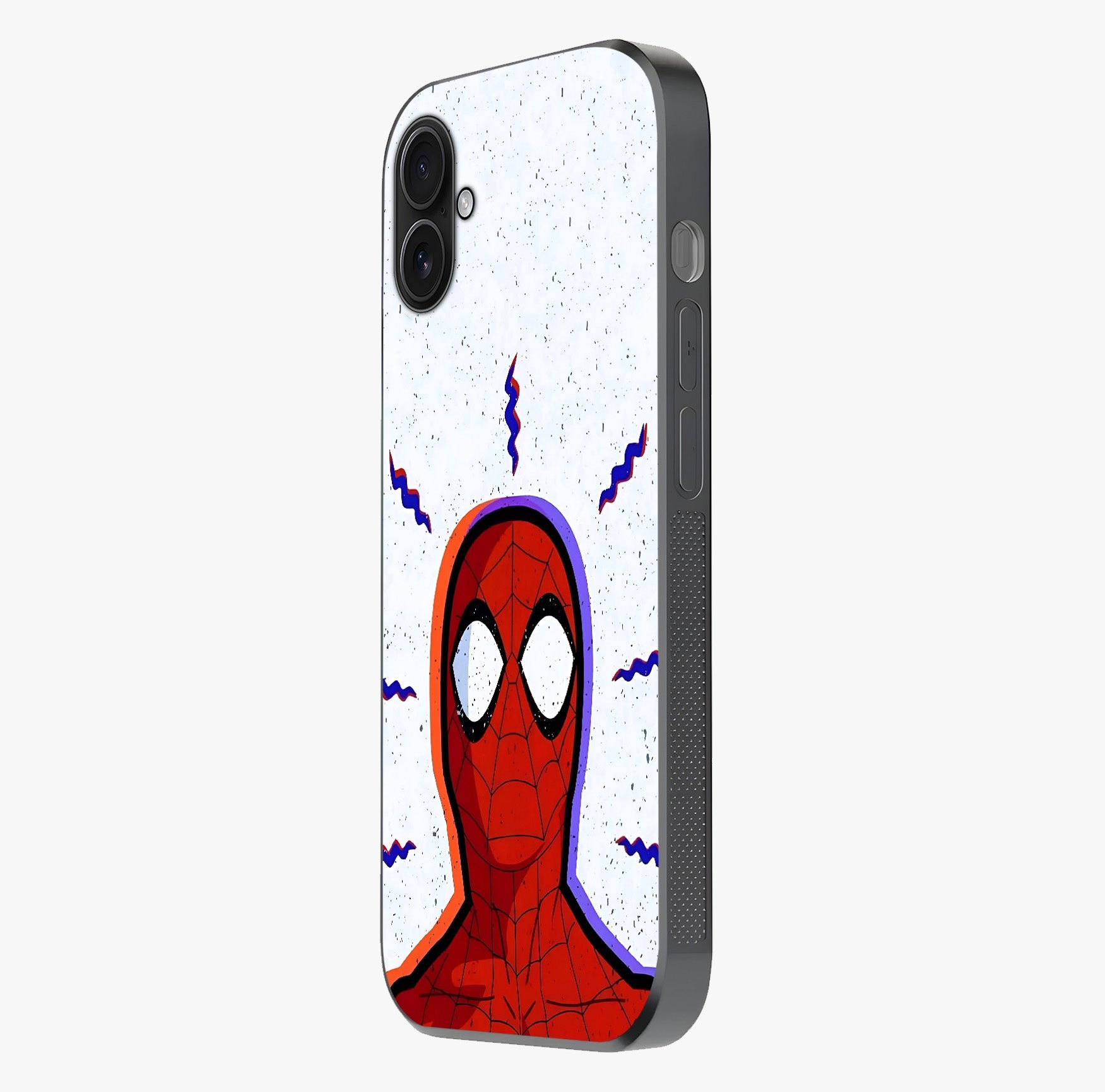Omg Spiderman Glass Case photographed in natural light showing reflective finish and design depth.