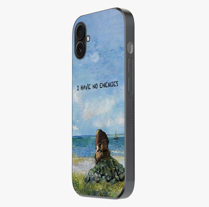 Peace Beyond War Glass Case photographed in natural light showing reflective finish and design depth.