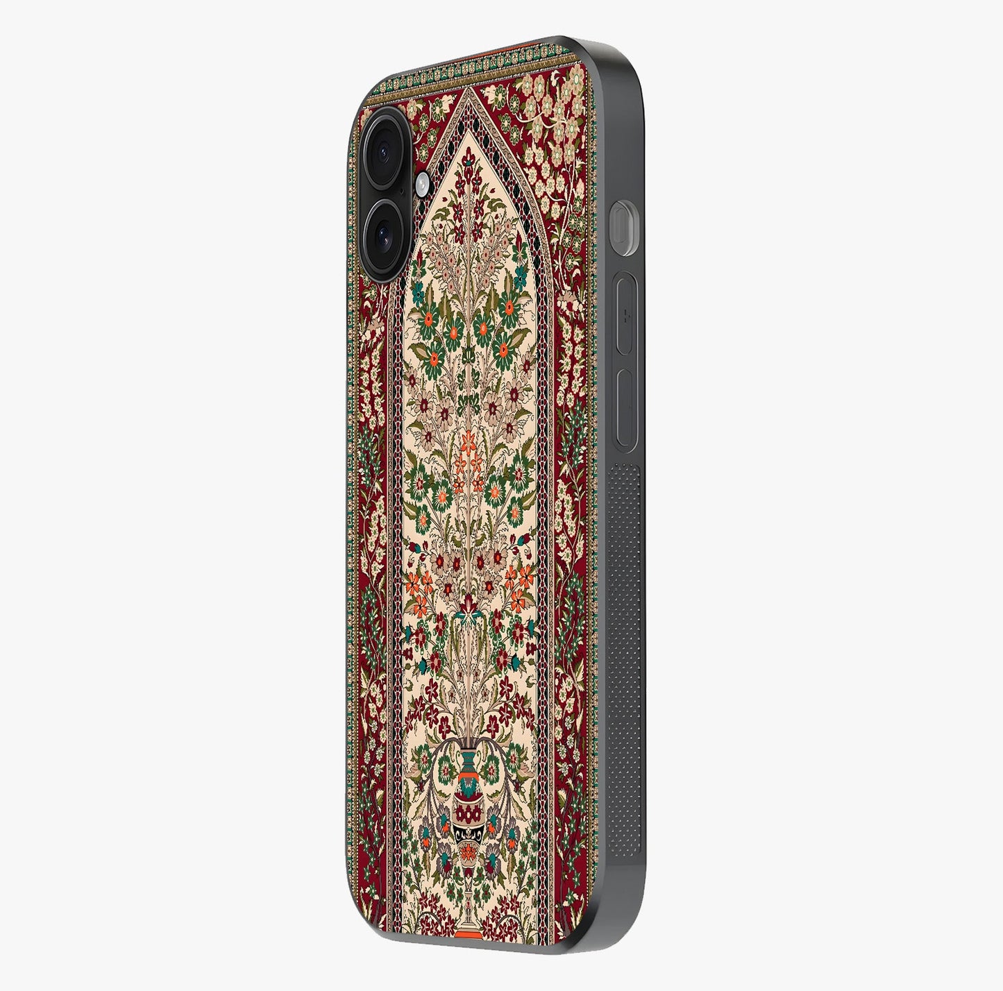 Persian Inspired Glass Case photographed in natural light showing reflective finish and design depth.