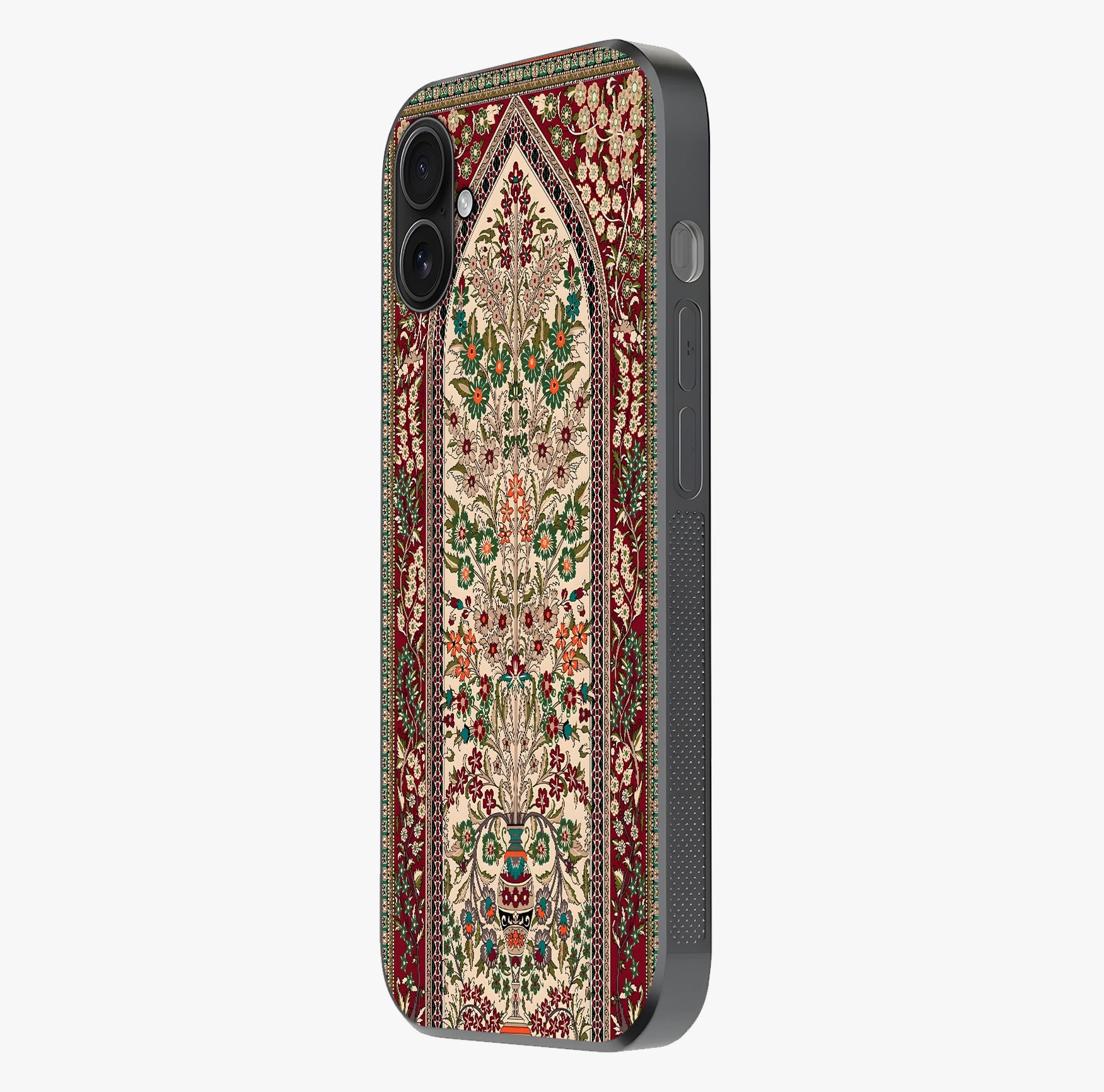 Persian Inspired Glass Case photographed in natural light showing reflective finish and design depth.