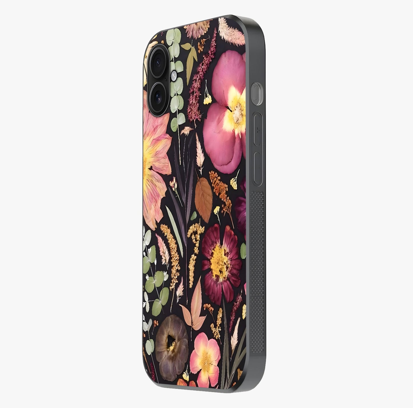Petal Dream Tapestry Glass Case photographed in natural light showing reflective finish and design depth.