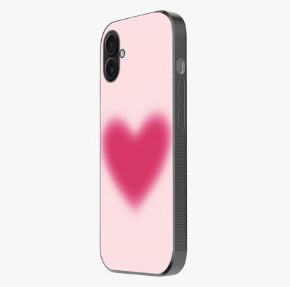 Pink Aura Heart Glass Case photographed in natural light showing reflective finish and design depth.
