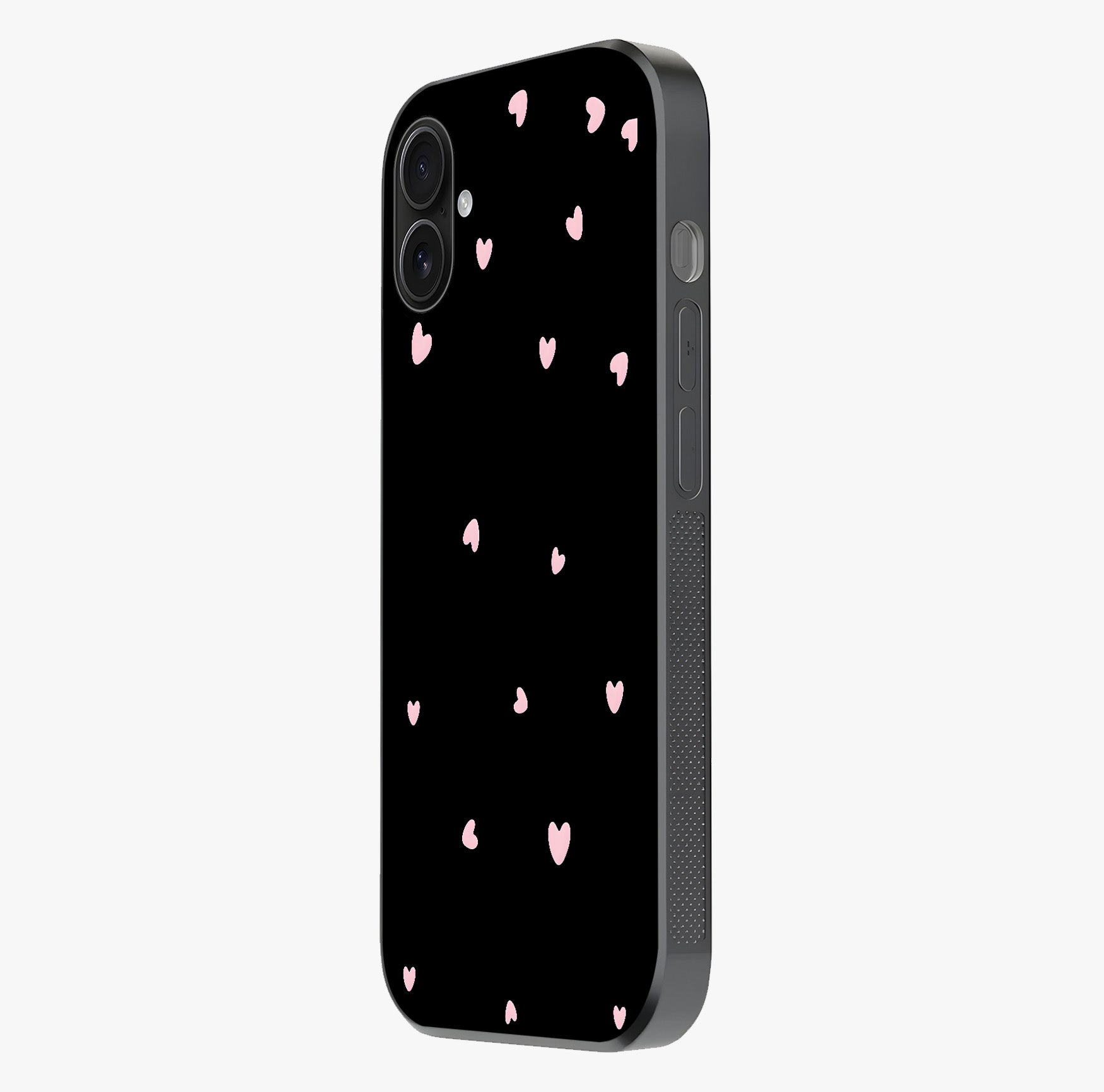 Pink Love Drops Glass Case photographed in natural light showing reflective finish and design depth.