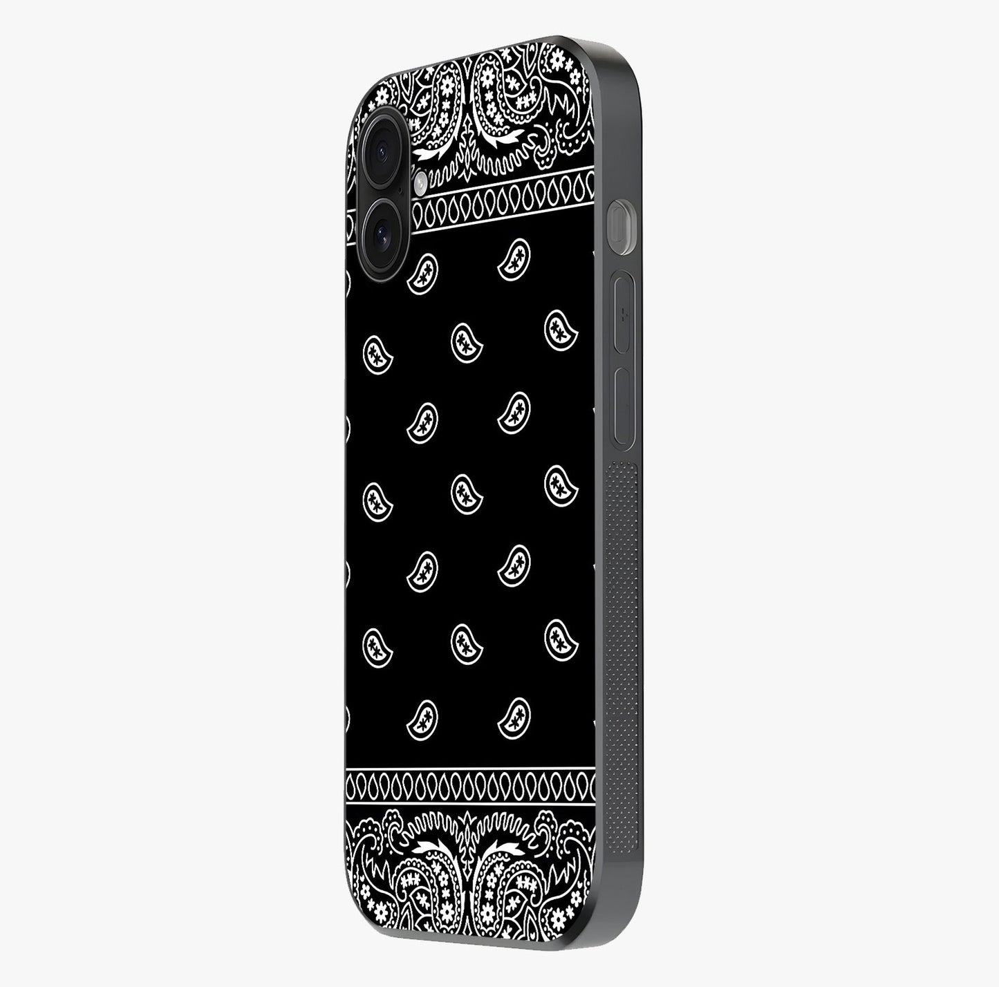 Retro Rebel Threads Glass Case photographed in natural light showing reflective finish and design depth.