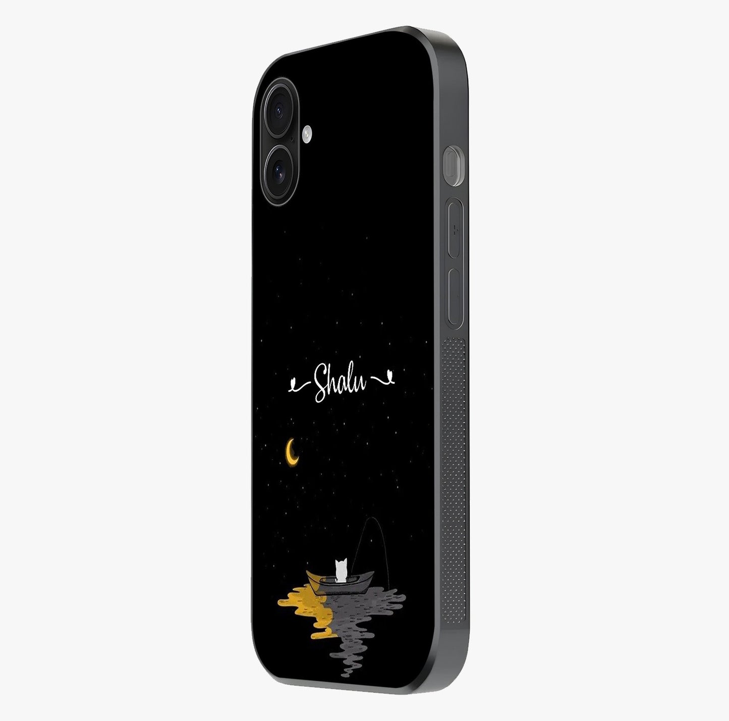 Silent Night Row Glass Case photographed in natural light showing reflective finish and design depth.