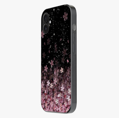 Small Starry Flowers Glass Case photographed in natural light showing reflective finish and design depth.